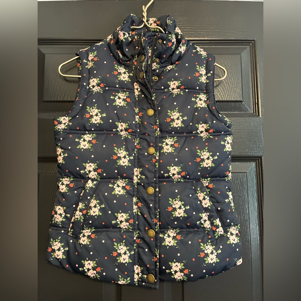 Navy Floral Kids Puffer Vest